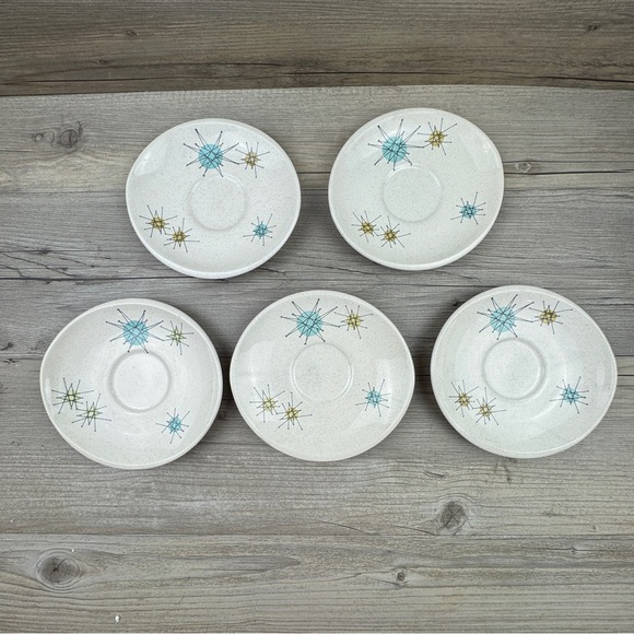 Franciscan Atomic Starburst Saucers, Set of 5. - Picture 1 of 10